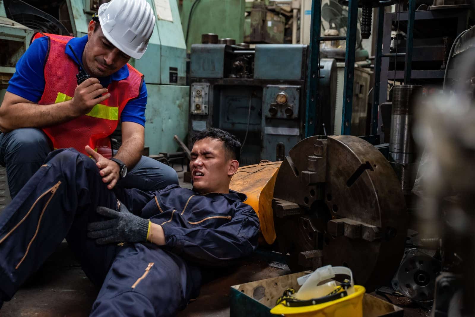 Man in pain as he has had an accident in work