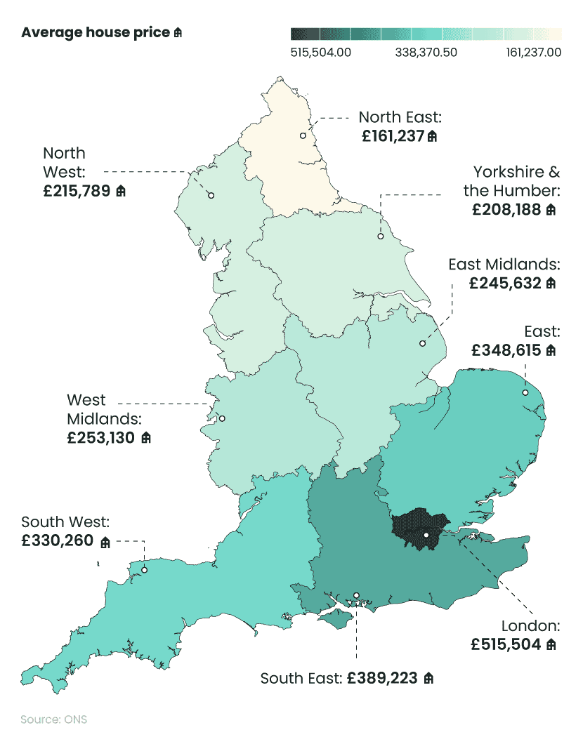 Confused - A regional breakdown of the average UK house price in October 2023